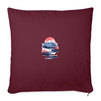 Aesthetic Japan Mt. Fuji Kirschblüten Sakura - Sofakissenbezug 45 x 45 cm - Burgunderrot - Vorne