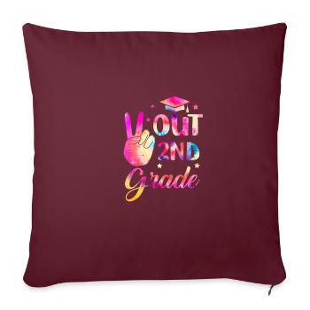 Paix sortie deuxième classe Bonne dernière journée d’école - Housse de coussin décorative 45 x 45 cm - bordeaux - Devant