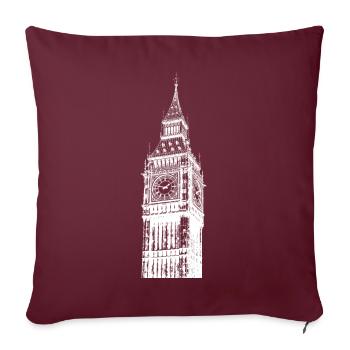 BIG BEN WAHRZEICHEN ENGLAND LONDON STENCIL - Sofakissenbezug 45 x 45 cm - Burgunderrot - Vorne