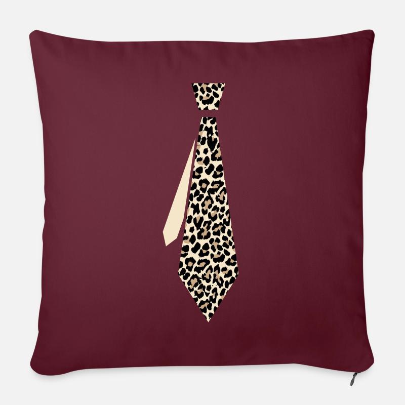 Krawatte Leopard - Sofakissenbezug 45 x 45 cm - Burgunderrot