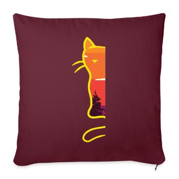Retro Vintage Wald Retro Katze 80er minimalistisch - Sofakissenbezug 45 x 45 cm - Burgunderrot - Vorne