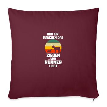 Retro Ziegen Hühner Mädchen - Sofakissenbezug 45 x 45 cm - Burgunderrot - Vorne