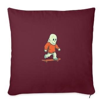 70s Cartoon Comic Style Ghost on His Skateboard - Sofakissenbezug 45 x 45 cm - Burgunderrot - Vorne