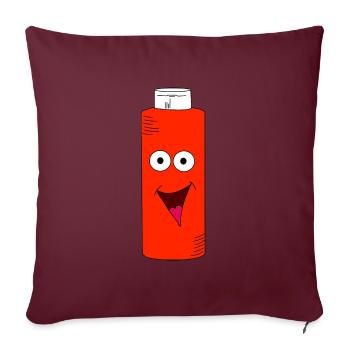 Ketchupflasche mit Gesicht - Sofakissenbezug 45 x 45 cm - Burgunderrot - Vorne