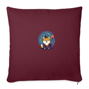 Dog Shiba Inu Fantasy Wizard Pen n Paper Game - Sofa pillowcase 17,3'' x 17,3'' (45 x 45 cm) - burgundy - Front