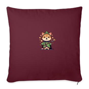 Chien Shiba Inu Fantasy Magician Ranger - Housse de coussin décorative 45 x 45 cm - bordeaux - Devant