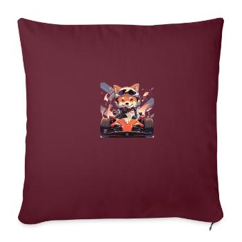 Chien japonais Shiba Inu, pilote de course - Housse de coussin décorative 45 x 45 cm - bordeaux - Devant