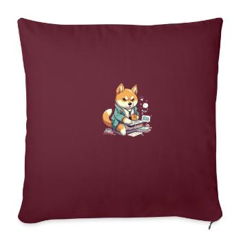 Chien japonais Shiba Inu médecin scientifique - Housse de coussin décorative 45 x 45 cm - bordeaux - Devant