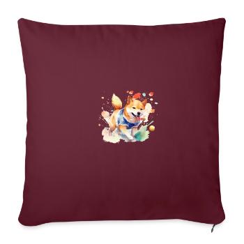 Course sportive et amateur pour chiens japonais - Housse de coussin décorative 45 x 45 cm - bordeaux - Devant