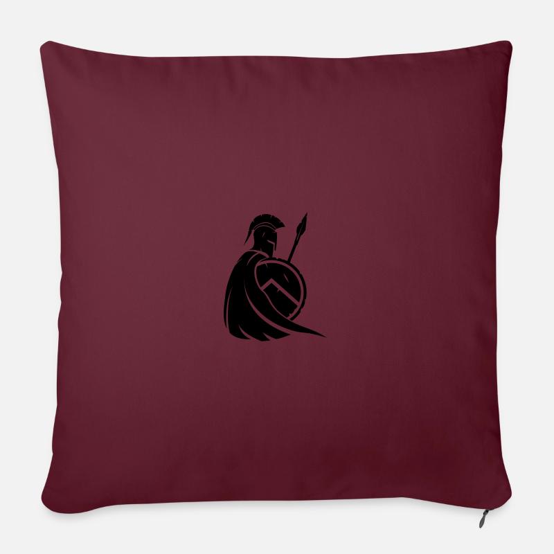 Guerrier Spartiate Stylisé – Force & Honneur Noir - Housse de coussin décorative 45 x 45 cm - bordeaux