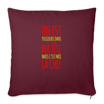 Plusieurs dans ma tête mais c'est moi la chef - Housse de coussin décorative 45 x 45 cm - bordeaux - Devant