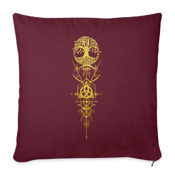 Ygdrassil World Tree Runes Symbole Spiritualité - Housse de coussin décorative 45 x 45 cm - bordeaux - Devant