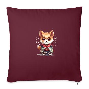 japanisch Hund Shiba Inu Mädchen im Kimono - Sofakissenbezug 45 x 45 cm - Burgunderrot - Vorne