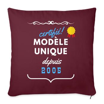 certifié modèle unique depuis 2005 - Housse de coussin décorative 45 x 45 cm - bordeaux - Devant