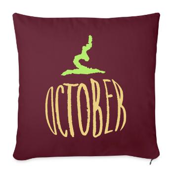 Octobre, Citrouille - Housse de coussin décorative 45 x 45 cm - bordeaux - Devant