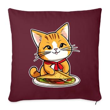 Chat mignon avec tacos - Housse de coussin décorative 45 x 45 cm - bordeaux - Devant
