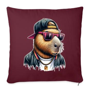 Capybara Cap Lunettes de soleil cool - Housse de coussin décorative 45 x 45 cm - bordeaux - Devant