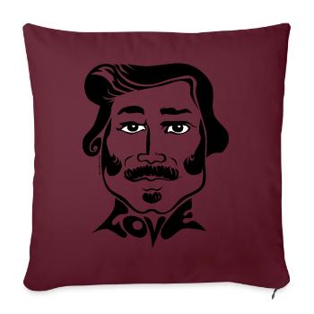 60s Love Sixties Männergesicht Mann 70s retro male - Sofakissenbezug 45 x 45 cm - Burgunderrot - Vorne