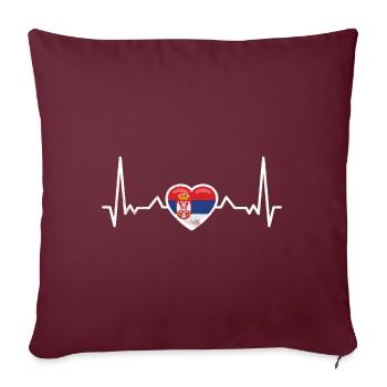 Heartbeat Serbie Vintage Drapeau serbe - Housse de coussin décorative 45 x 45 cm - bordeaux - Devant
