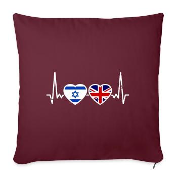Israël Drapeau britannique Israélien Britannique - Housse de coussin décorative 45 x 45 cm - bordeaux - Devant