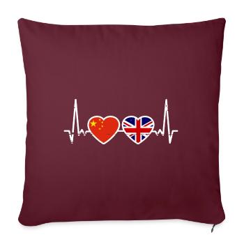 Chine Grande-Bretagne Drapeau chinois britannique - Housse de coussin décorative 45 x 45 cm - bordeaux - Devant