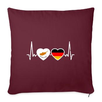 Zypern Deutschland Herzschlag Flagge - Sofakissenbezug 45 x 45 cm - Burgunderrot - Vorne