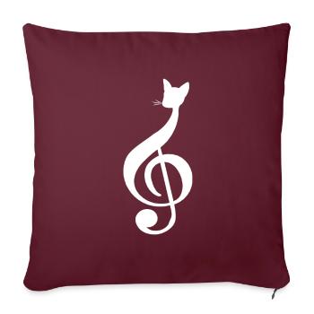 Feuille de musique chat - Housse de coussin décorative 45 x 45 cm - bordeaux - Devant
