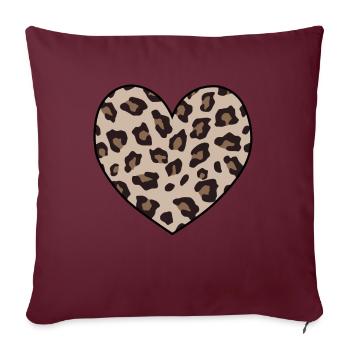 Leopard Print Heart Shape Animal Cheetah Print - Housse de coussin décorative 45 x 45 cm - bordeaux - Devant