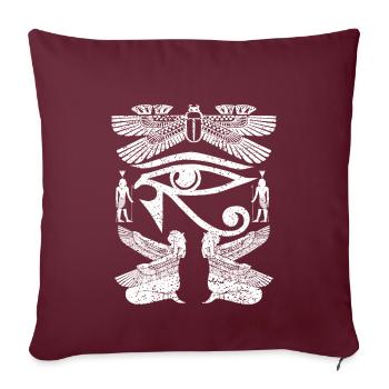 Oeil d'Horus Pharaon Egypte porte-bonheur - Housse de coussin décorative 45 x 45 cm - bordeaux - Devant
