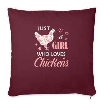 Just a Girl Who Loves Chickens Chicken Flowers Far - Sofakissenbezug 45 x 45 cm - Burgunderrot - Vorne