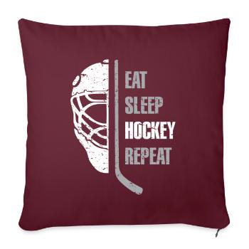 Mangez le hockey de sommeil répétez le cadeau de Noël Kid Ad Teen - Housse de coussin décorative 45 x 45 cm - bordeaux - Devant