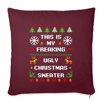 This Is My Ugly Sweater Funny Hilarious Christmas - Housse de coussin décorative 45 x 45 cm - bordeaux - Devant