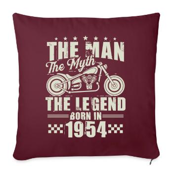1954 Vintage homme mythe légende moto - Housse de coussin décorative 45 x 45 cm - bordeaux - Devant