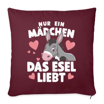 Âne âne mulet Muli - Housse de coussin décorative 45 x 45 cm - bordeaux - Devant