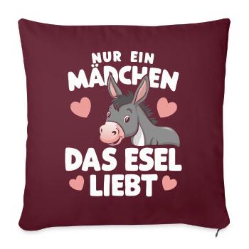 Âne âne mulet Muli - Housse de coussin décorative 45 x 45 cm - bordeaux - Devant