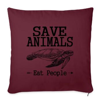Drôle de proverbe animaux Tireurs, humains Nourriture - Housse de coussin décorative 45 x 45 cm - bordeaux - Devant