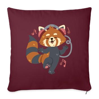 Le panda roux écoute de la musique et danse - Housse de coussin décorative 45 x 45 cm - bordeaux - Devant