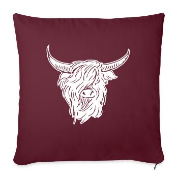 écossais highlander 02 blanc - Housse de coussin décorative 45 x 45 cm - bordeaux - Devant