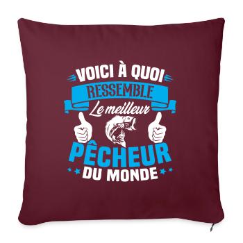 Le meilleur pêcheur du monde Cadeau pêcheur - Housse de coussin décorative 45 x 45 cm - bordeaux - Devant