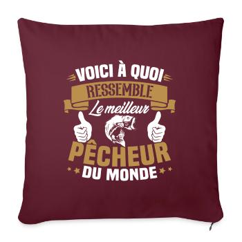Le meilleur pêcheur du monde Cadeau pêcheur - Housse de coussin décorative 45 x 45 cm - bordeaux - Devant