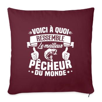 Le meilleur pêcheur du monde Cadeau pêcheur - Housse de coussin décorative 45 x 45 cm - bordeaux - Devant