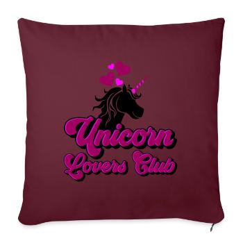 Farben änderbar | Einhorn Lovers Club - Sofakissenbezug 45 x 45 cm - Burgunderrot - Vorne