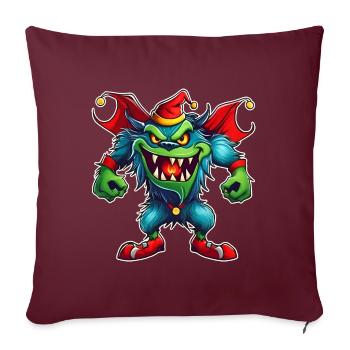 Monstre de Noël laid avec chapeau de Père Noël - Housse de coussin décorative 45 x 45 cm - bordeaux - Devant