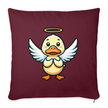 Mignon canard ange dessin animé ailes halo - Housse de coussin décorative 45 x 45 cm - bordeaux - Devant