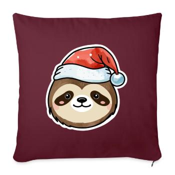 Dessin de Noël paresseux - Housse de coussin décorative 45 x 45 cm - bordeaux - Devant