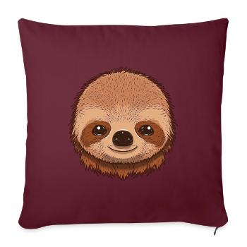 Visage de bébé paresseux - Housse de coussin décorative 45 x 45 cm - bordeaux - Devant