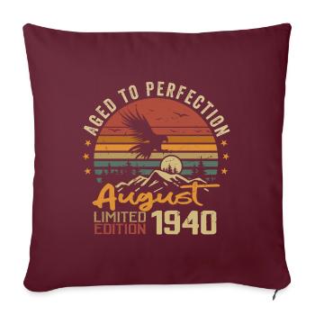 Millésime Août 1940 Cadeau Anniversaire Août 1940 - Housse de coussin décorative 45 x 45 cm - bordeaux - Devant