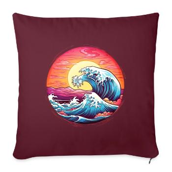 Vague Coucher de Soleil Mer Soleil Vacances Été - Housse de coussin décorative 45 x 45 cm - bordeaux - Devant