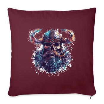 Crâne Viking - Housse de coussin décorative 45 x 45 cm - bordeaux - Devant