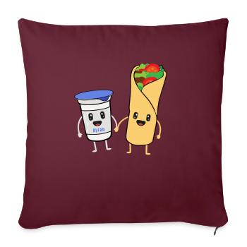 Couple Don Dürüm Doner Ayran Funny Sweet Love - Housse de coussin décorative 45 x 45 cm - bordeaux - Devant